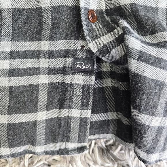 Rails Mens Flannel Shirt Button Up Long Sleeve Gray Plaid Sz Large Cotton Rayon - Picture 3 of 6